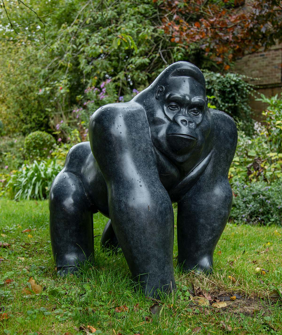 Sculpture of gorilla in the garden, by Michael Cooper.